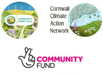 Logos for Community Energy Plus, Cornwall Climate Action Network and Community Fund